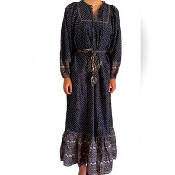 American Eagle AE77 Organic Cotton Boho Peasant Maxi Dress Tie Belt Size S NWT - Picture 3 of 12